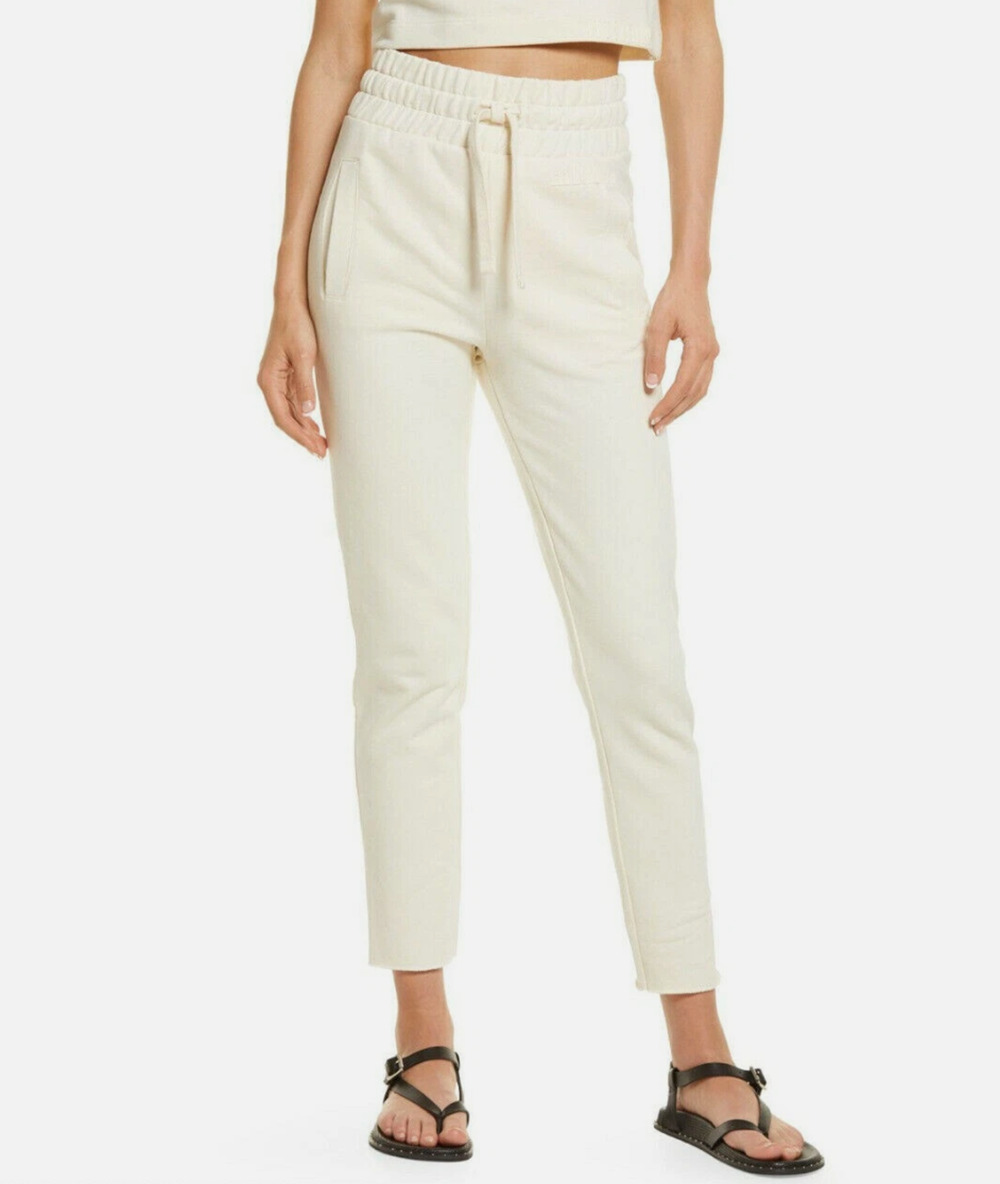 AllSaints Lila Logo Tie Waist Sweatpant Size 10 Cream Quiet Luxury Loungewear